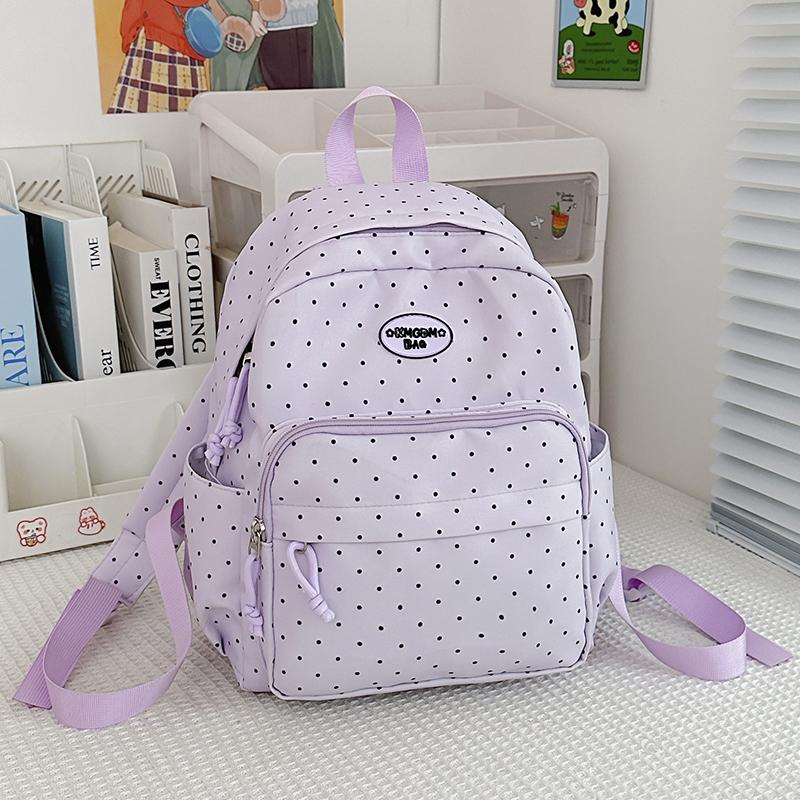 Mochila Estampada de Bolinhas Mochila Escolar Infantil Mochila Pequena Leve