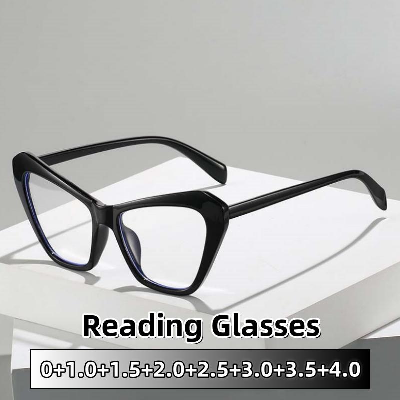 Retro Large-frame Cat Eye Presbyopic Glasses for Women and Men Personality Niche HD Anti-Blue Light Eyeglasses 0 To +4.0