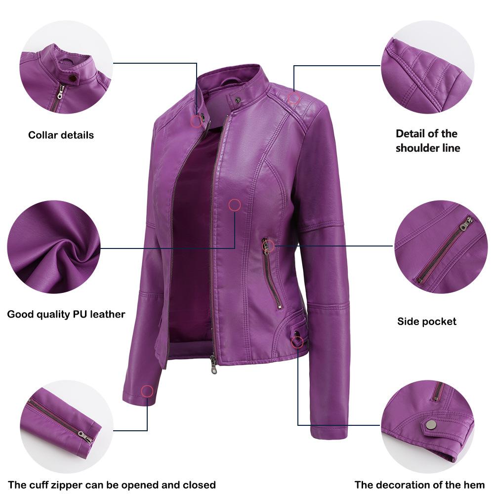 Faux Leather Jacket Women Spring Autumn Women's Moto Biker Jacket Red Black Coat Outerwear