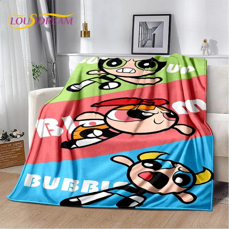 Kreskówkowy Słodki P-Powerpuff Girl Miękki Koc Flanelowy na Łóżka Sypialnia Sofa Piknik, Koc Narzuta do Przykrycia na Zewnątrz Rekreacja Drzemka Prezent