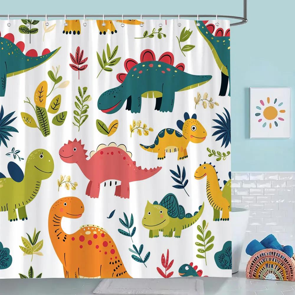 Ocean Cartoon Animal Shower Curtain Pirate Hat Dolphin Sailing Starfish Nautical Polyester Kids Shower Curtains Bathroom Decor