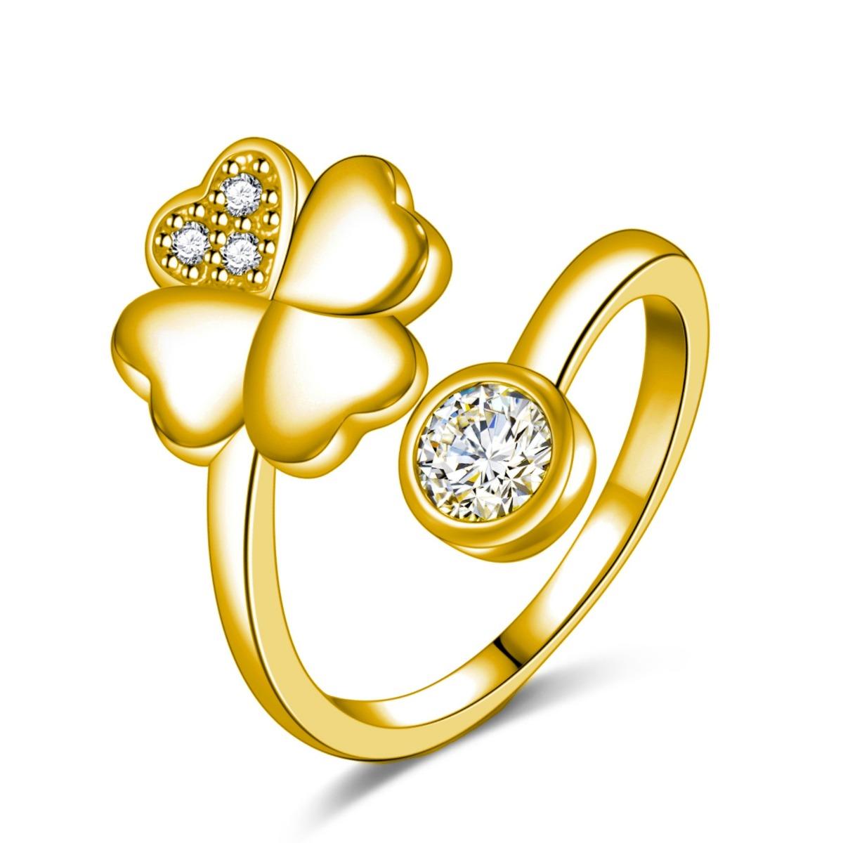 

Кольцо с четырехлистным клевером, креативное открывающееся, регулируемое, модное, с маленьким прозрачным сердцем и циркониевым покрытием, кольцо с травой на удачу opening adjustable