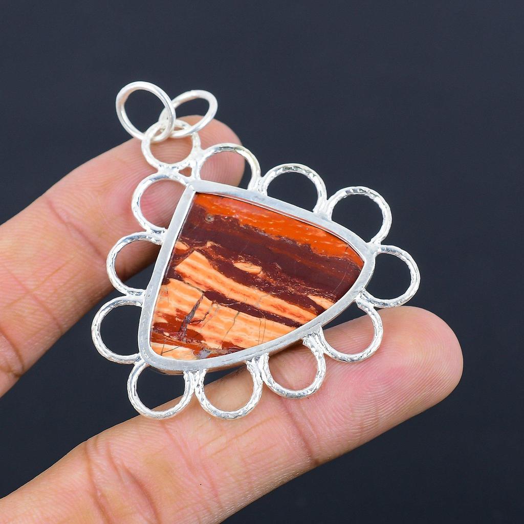 Friendship Day Deal Red Snakeskin Jasper Gemstone New Pendant Jewelry 925 Silver