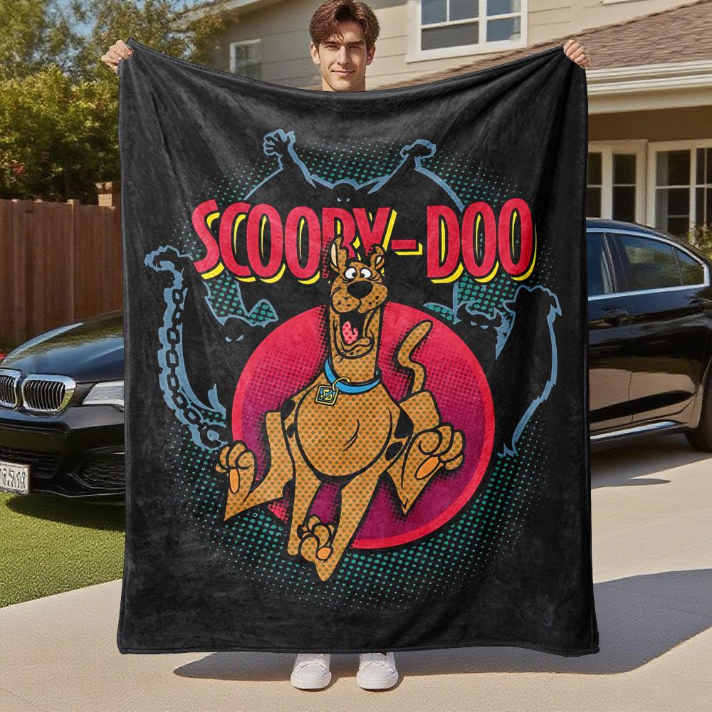 1pc Scooby-Doo Mystery Ghost Outdoor Blanket - Throw Blanket, Soft , Flannel Blankets, Living Room, Travel, Camping-1102154