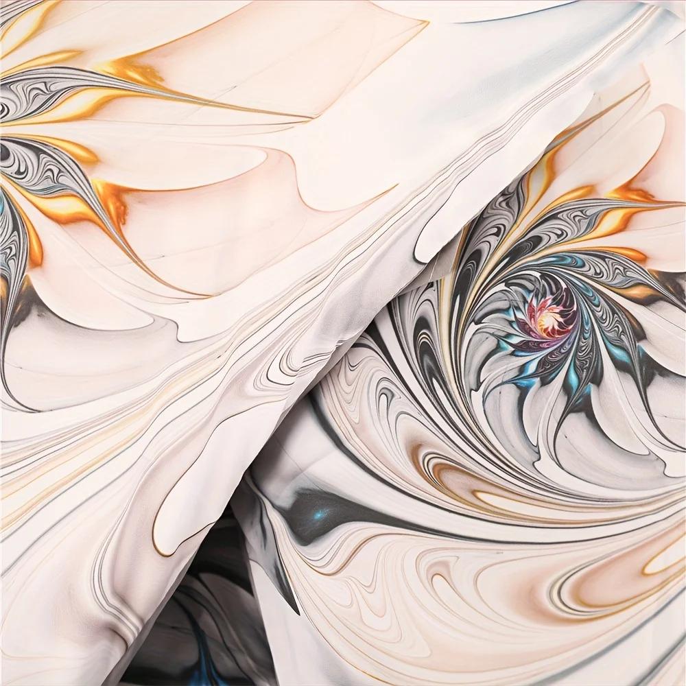 3D Psykedelisk Blomstermønstret Dynetrekksett Abstrakt Blomsterprint Sengetøy for og Soveromsdekor Inkluderer Dynetrekk og Putetrekk