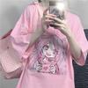 Damen Cartoon Rosa Kawaii Harajuku Sommer Locker T-Shirt
