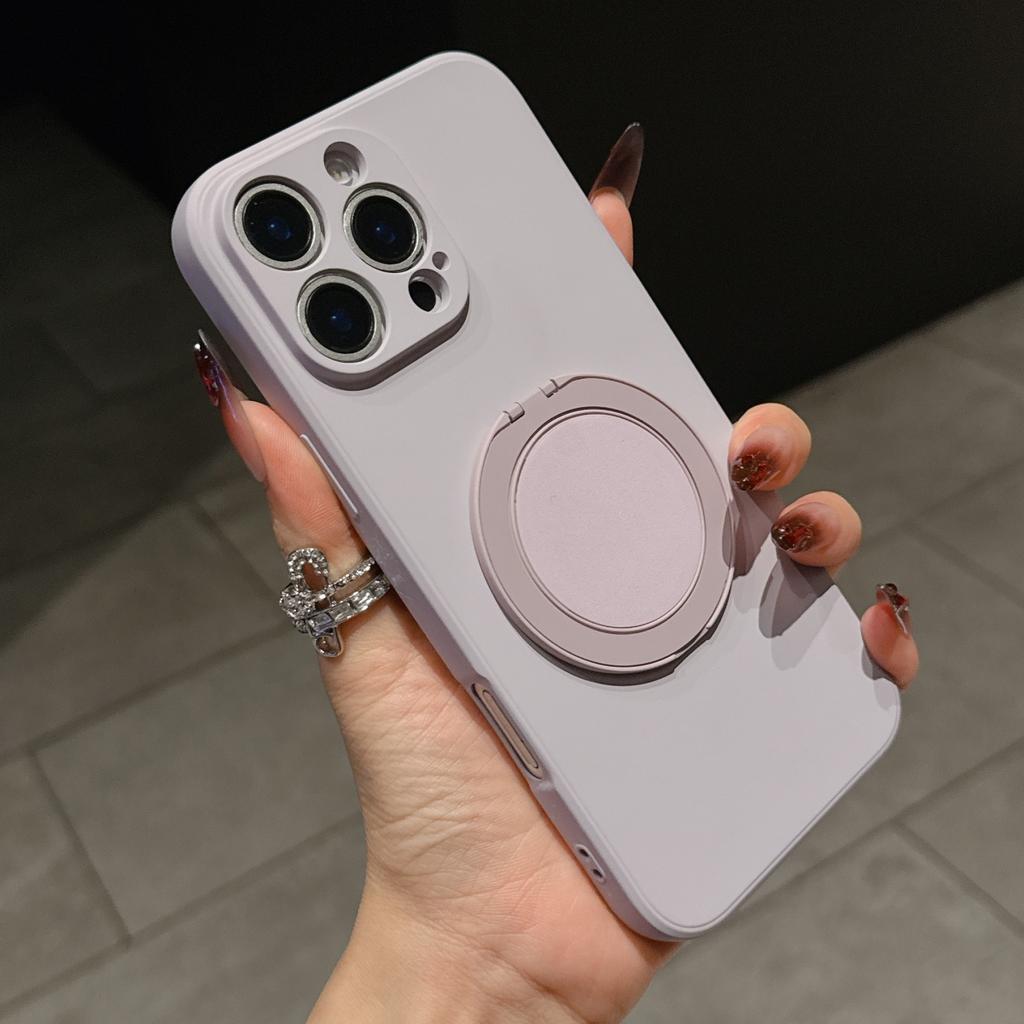 360° Rotate Stand Holder Liquid Silicone Case For iPhone 16 E 15 14 Plus 13 12 Mini 11 Pro Max Ring Kickstand Grip Bracket Cover