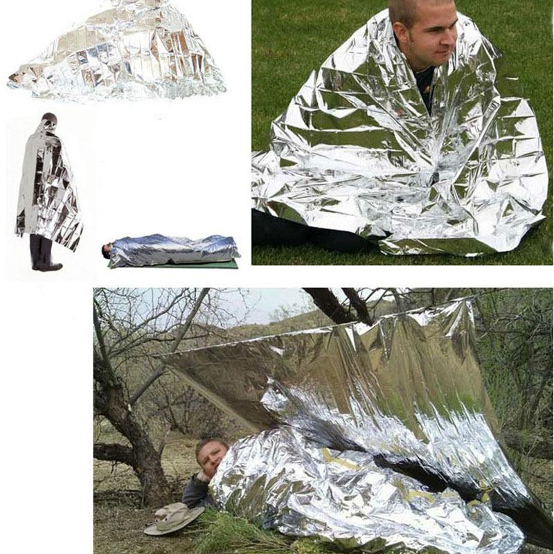 2PCS Emergency Thermal Blanket Outdoor Waterproof Survival Blanket Aluminum Foil Hot Space Emergency Rescue Curtain Military Blanket
