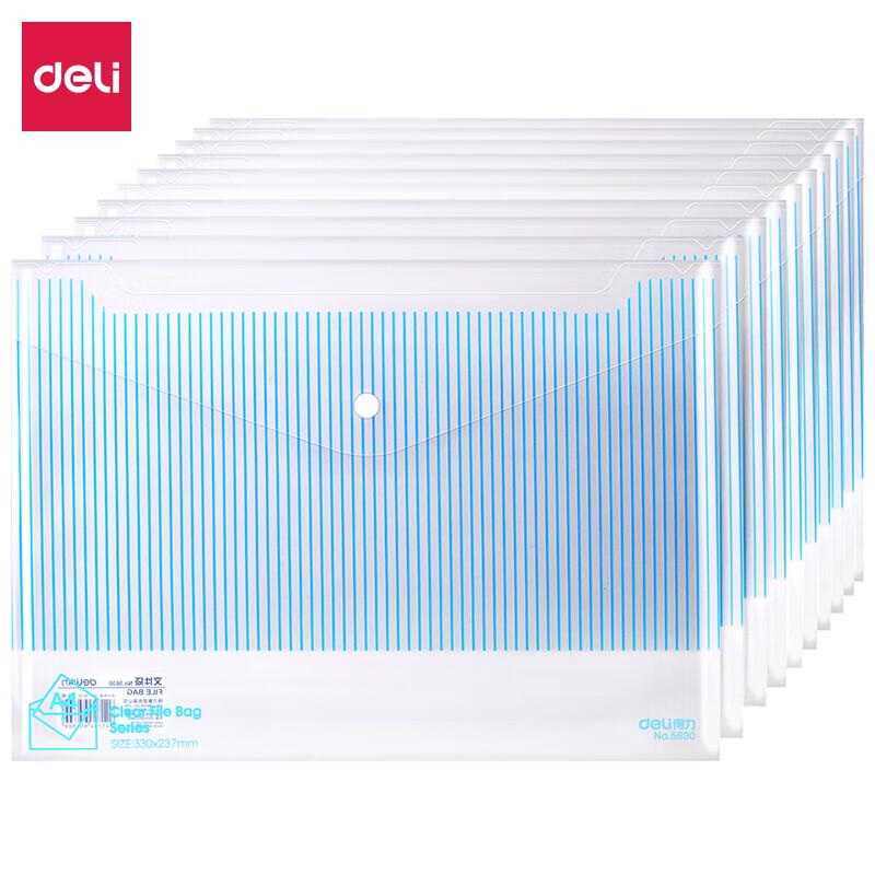 Deli 5505 A4 Snap Button Transparent File Folders