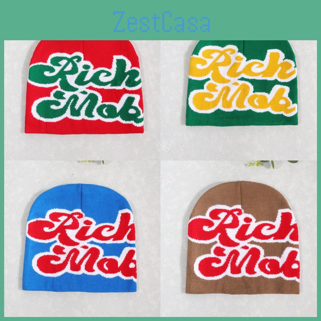 Fashion Color Blocked Letter Pattern Neutral Casual Warm Knitted Hat For Casual Autumn And Winter Outings