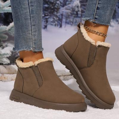 Bottes de Neige d'Hiver à la Mode Semelle Épaisse Chaîne Latérale Chaudes Confortables Bottes de Neige pour Femmes