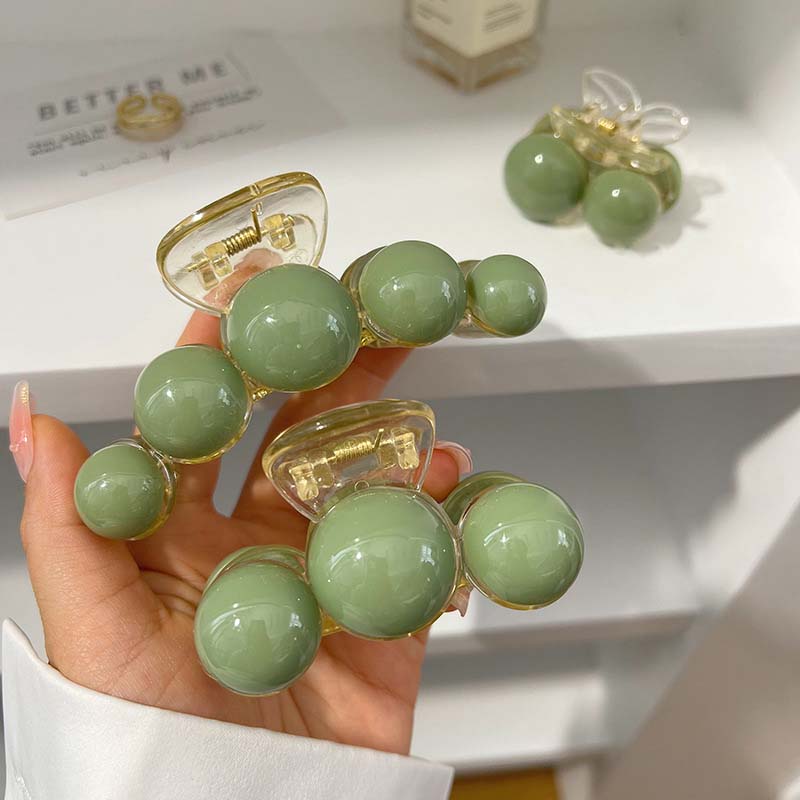 Fermagli per Capelli Barrettes Perle Verdi Vintage per Donna Ragazza Coreani Grandi Pinze a Pinza di Squalo in Acrilico Artiglio per Capelli Copricapo Accessori per Capelli
