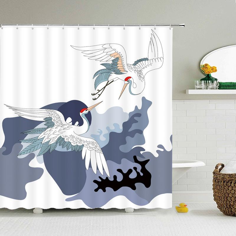 Japan Carp Banner Japanese-style Lucky Cat Printed Bath Curtains Bathroom For Bathing Cover Shower Curtains with 12 Pcs Hooks