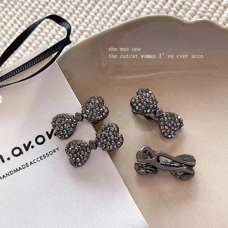 New small rhinestone bow hairpin exquisite side clip bangs clip broken hairpin fashionable duck bill clip hair accessories