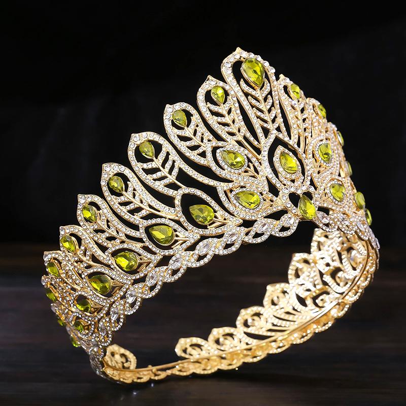 Baroque Royal Queen Large Diadem Bridal Crown Pageant Miss Headdress Bride Wedding Dress Hair Jewelry Accessories