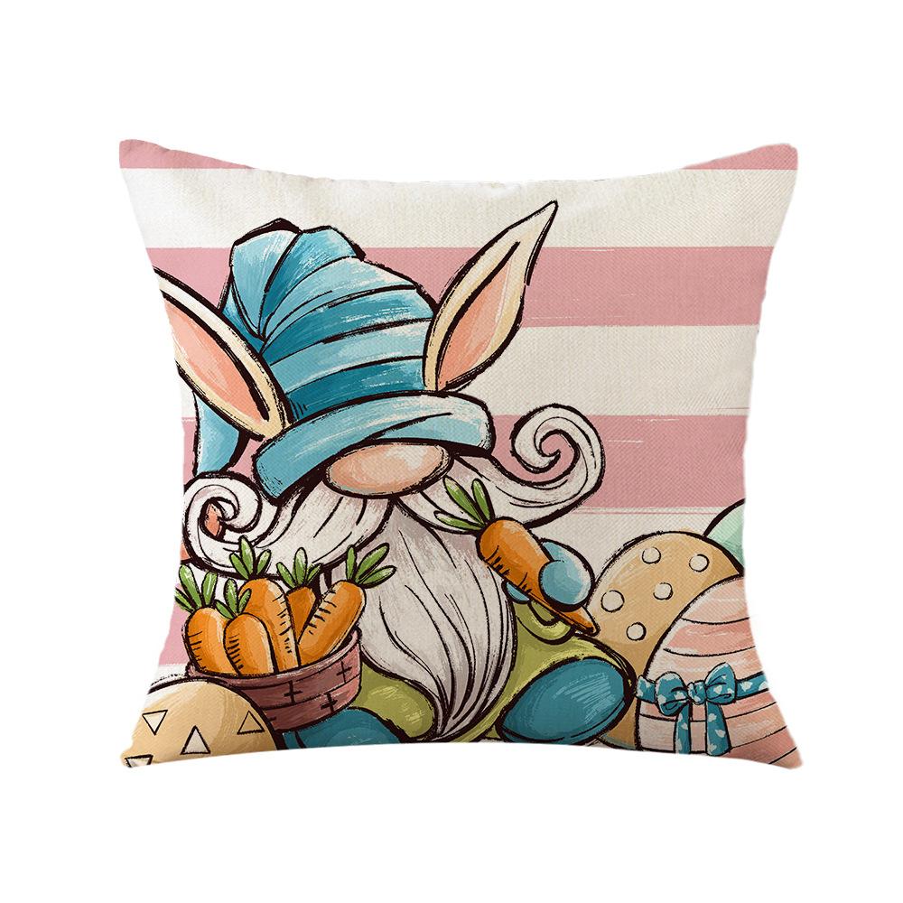 Pink Pillow Case Easter New Pillow Hand-painted Printed Linen Sofa Pillow Spring Decorative Pillow