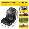 Universal Tractor Seat Replacement, Compact High Back Mower Seat Pair, Black Vinyl Forklift Seat, Central Drain Hole Skid Steer Seat with Mounting