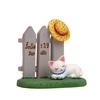 Fence Creative Cat And Hat Resin Ornaments Landscape And Desktop Decoration