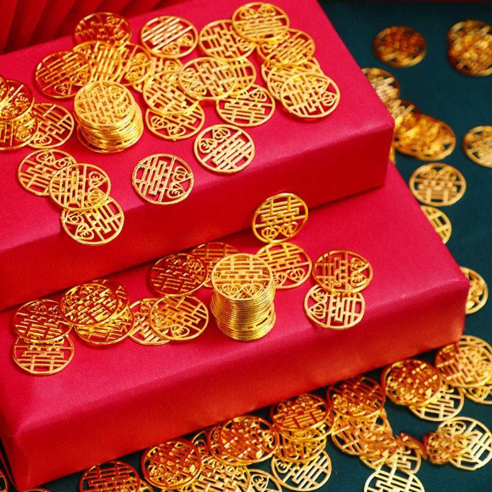 Colorful Wedding Chinese Tradition Circular Wedding Gift Coin Party Supplies Pendant Gold Coin