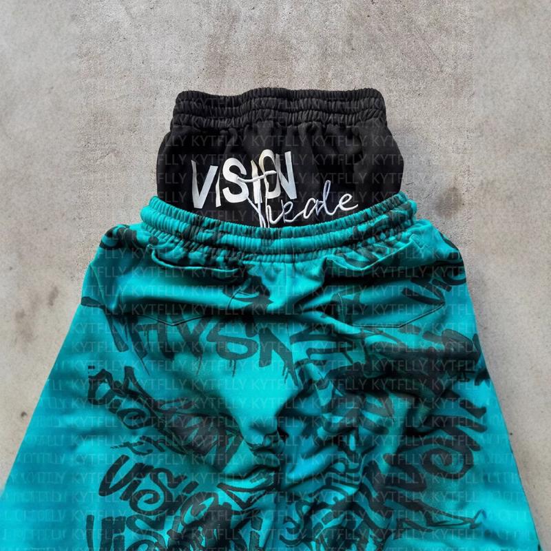 European and American hip-hop printed fake two wide leg pants