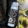 1PC Tropical Black Flower 750ml Color Plastic Sports Water Bottle Leakproof Flip Straw Lid For Sports Office Home Use