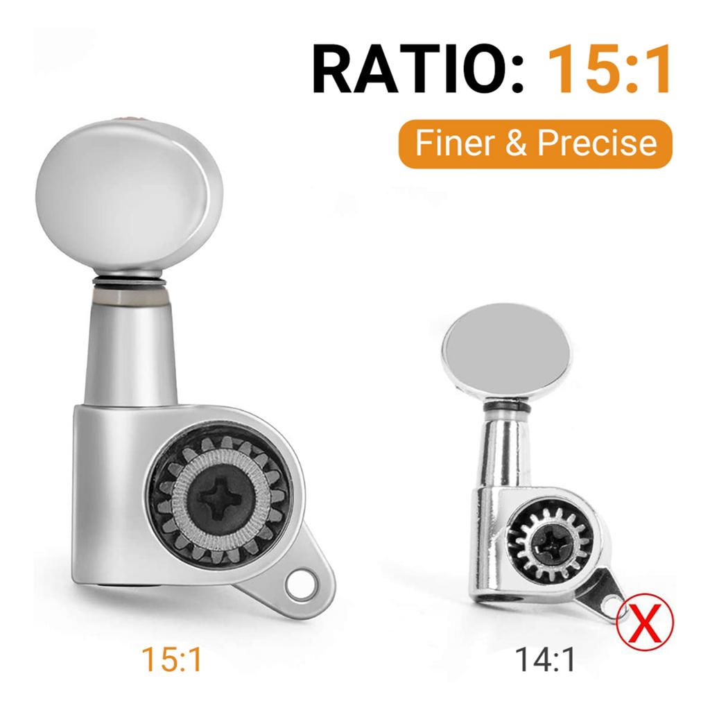 Guitar String Tuning Pegs Tuning Machines Sealed Machine Heads Tuning Keys Oval Button 6 Right for Electric Guitar or