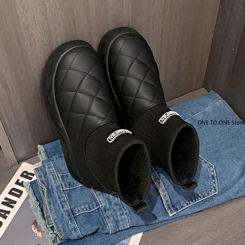 Fashion Women's Boots Solid Color Snow Boots Winter Height Increasing Anti Slip Waterproof Casual Fashion Plush Warm Cotton Shoes 2025