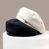 Woolen beret children autumn and winter new French beret versatile Internet celebrities show face small metal label painter hat