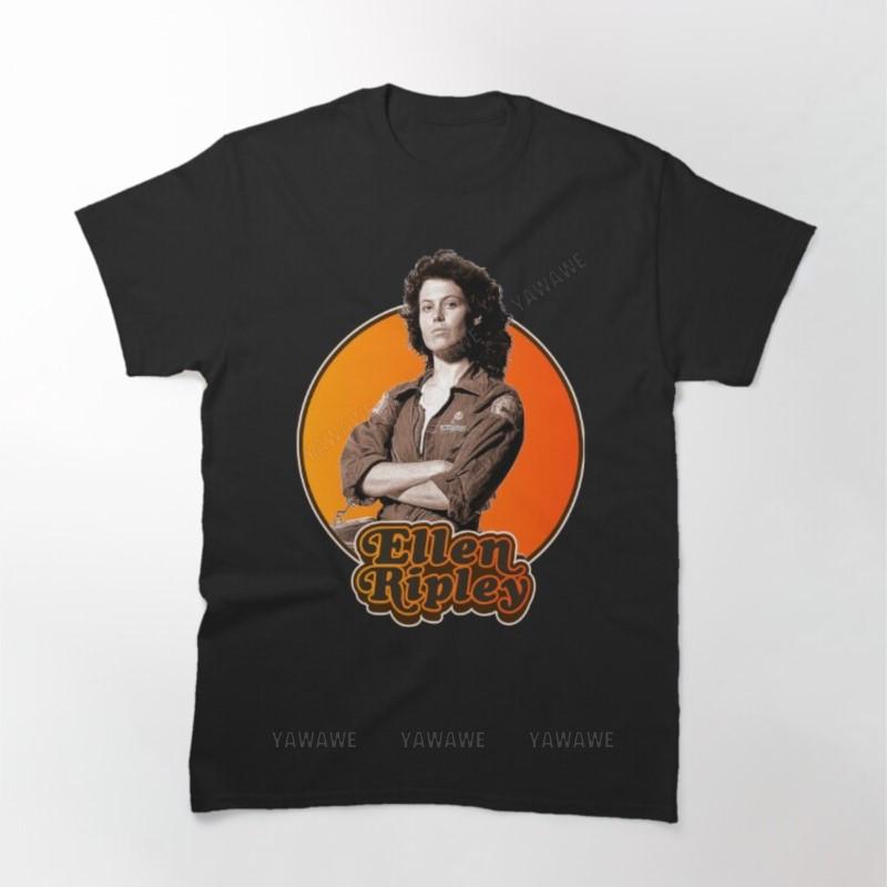 Mens Brand Fashion Tshirt Summer T Shirts For Men Retro Ellen Ripley Alien Tribute Printed T Shirt Male Sleeve Casual Tops