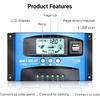 MPPT Solar Charge Controller 30A 40A 50A 60A 100A 12V 24V Auto Dual USB Load Discharger Solar Panel Regulator LCD Display