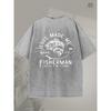 European Size SM Heavy  Double-Sided Fishing Design with an Inspirational Bible Verse, Retro Street Style, Suitable for Outdoor Casual Wear