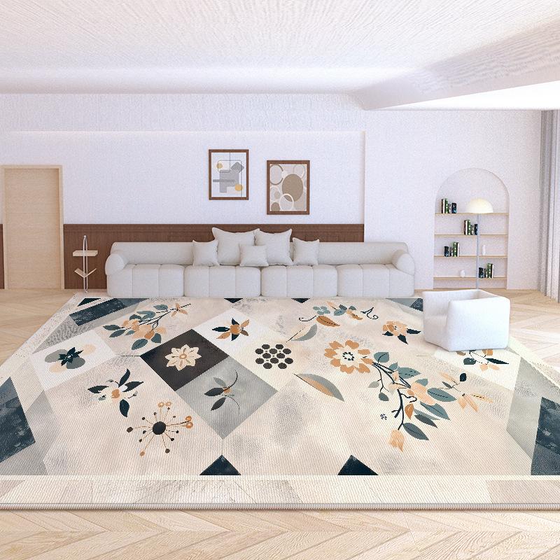 Französischer Schmutzabweisender, Pflegeleichter Velours-Schlingen-Teppich für Wohnzimmer & Schlafzimmer - Wasserdicht, Großer Flächenteppich