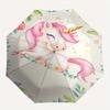 Unicorn, Floral Automatic Folding Umbrella  Simple Eight Rib Design, Bright Color Pattern, Durable Iron Frame, Ideal for Travel and Outdoor,