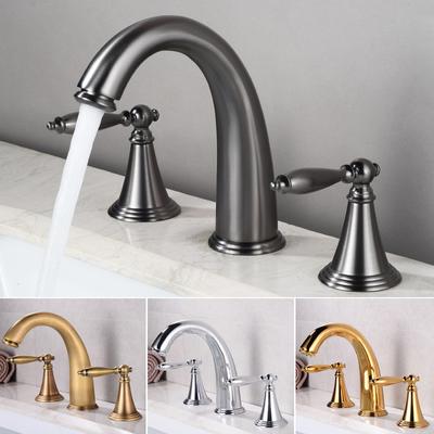 Rubinetto Lavabo Antico Ottone Oro Ampio Rubinetto Bagno Nero Rubinetti Lavabo 3 Fori Caldo e Freddo Cromo Rubinetto Acqua