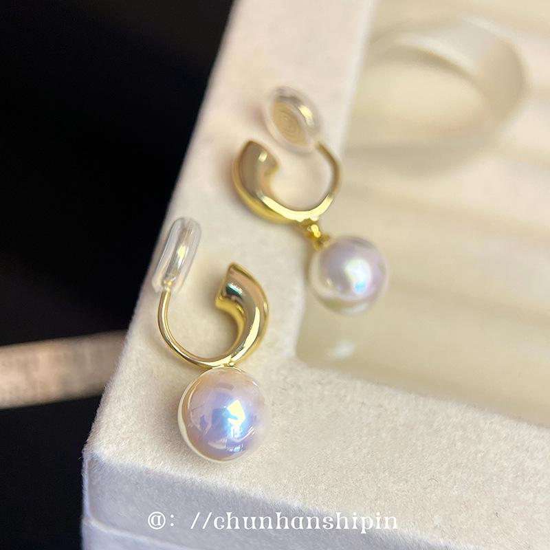 

Integrated earrings~ Mapei pearl mosquito coil disc ear clips without ear piercings, women s painless earrings, niche high-end earrings