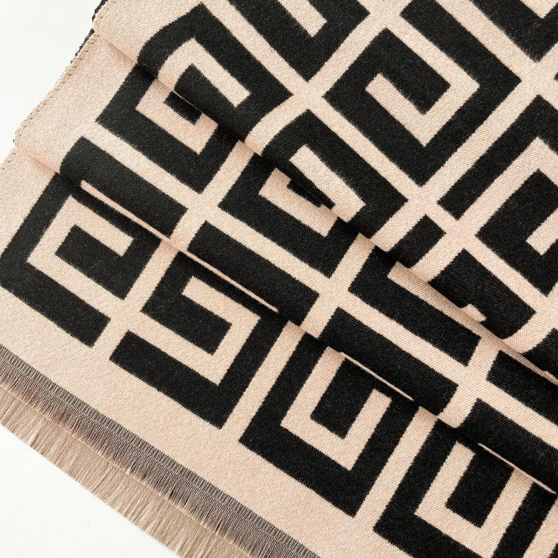 Scarf women's winter high sense versatile imitation cashmere scarf labyrinth grid shawl with dual-purpose warm scarf