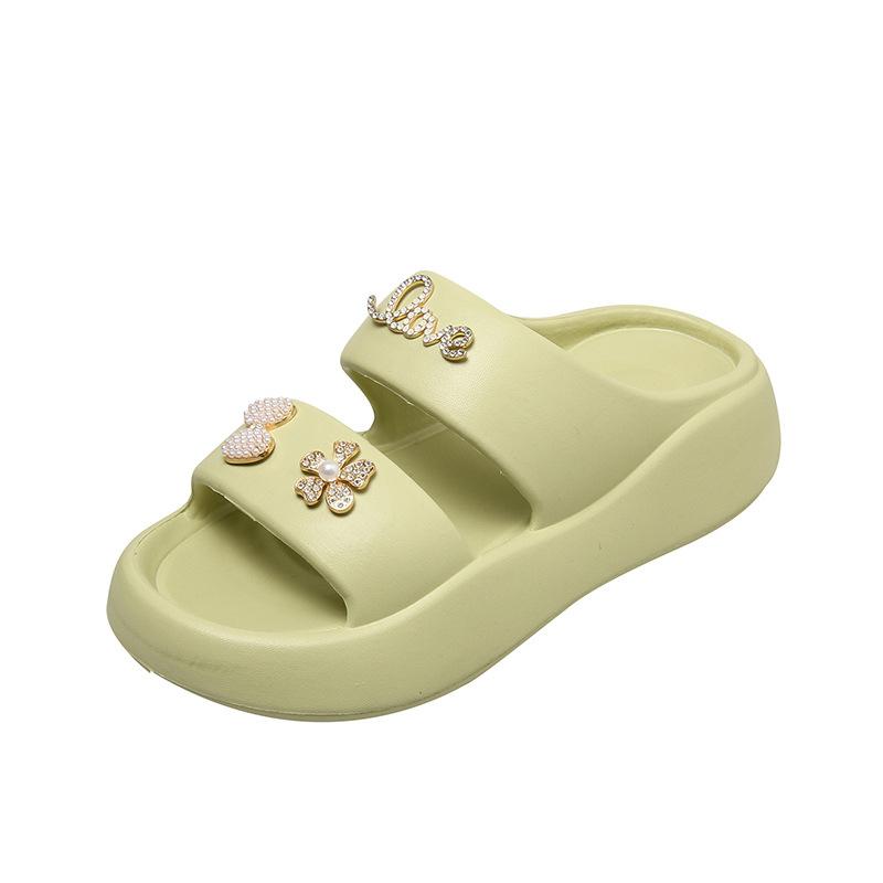 Summer New Solid Color Outdoor Stepping On Shit Sandals Platform Slippers Women's Fashion Double Strip Outer Wear Cool Slippers Are Now Approved