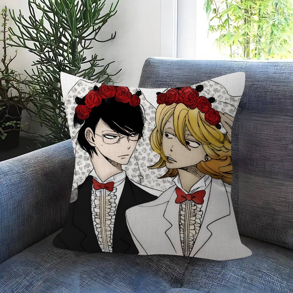 Anime Doukyuusei Rihito Sajo Hikaru Kusakabe Cushion Cover Inches Farmhouse Decor Home Throw Pillow Covers For Couch Decorations