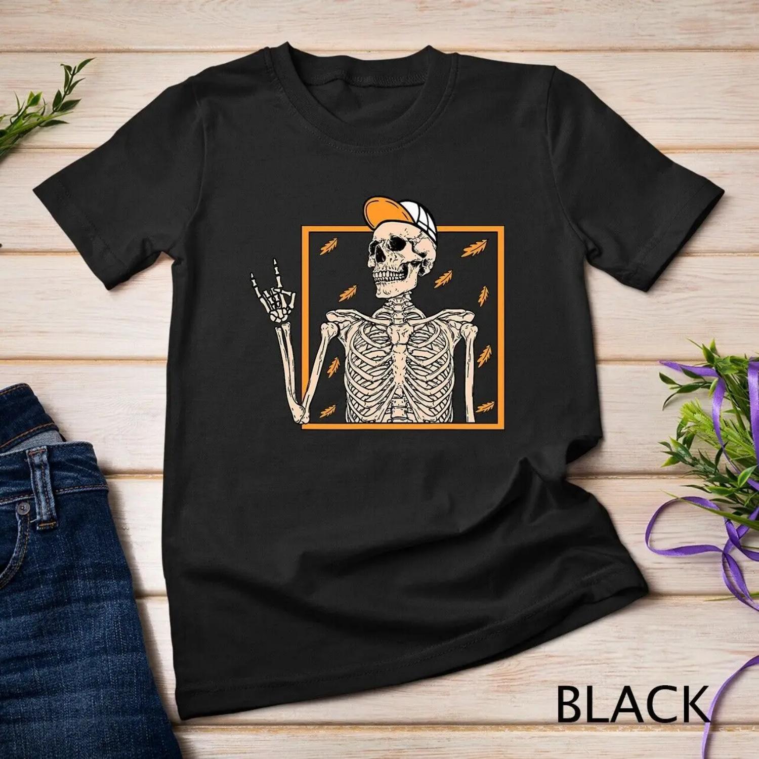 Винтажная футболка на Хэллоуин Скелет Rock On Hand для мужчин и мальчиков S чёрный