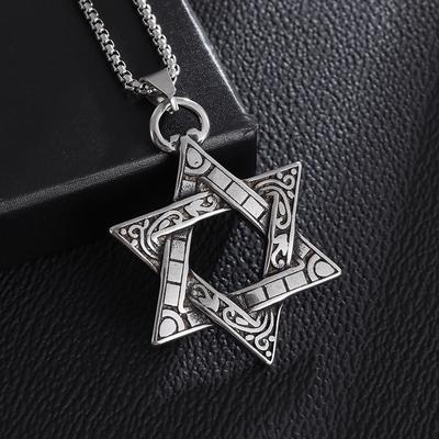 Edelstahl Davidstern Salomonstern Anhänger Herren Sechszackiger Stern Halskette Jüdischer Schmuck Neujahrsgeschenk