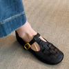 Mary Jane Women Shoes 2025 Spring New Casual Flat Loafers Retro Leather Buckle Strap Simple Style Women Shoes Comfy Flat
