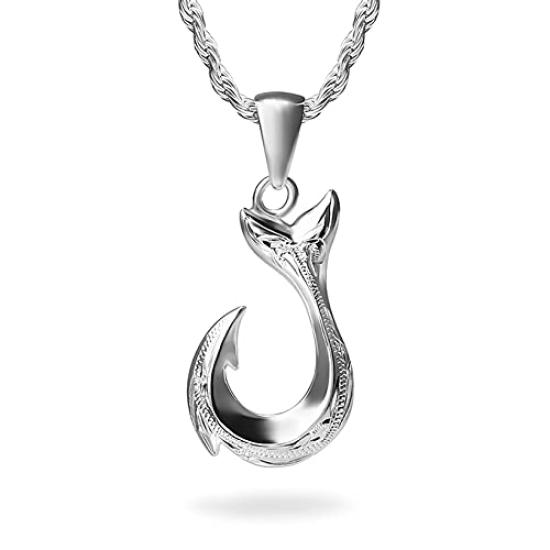 

Hawaiian Jewelry Necklace Pendant Wave Fish Hook Fish Hook Jewelry [LocoMocoAloha] [Genuine]