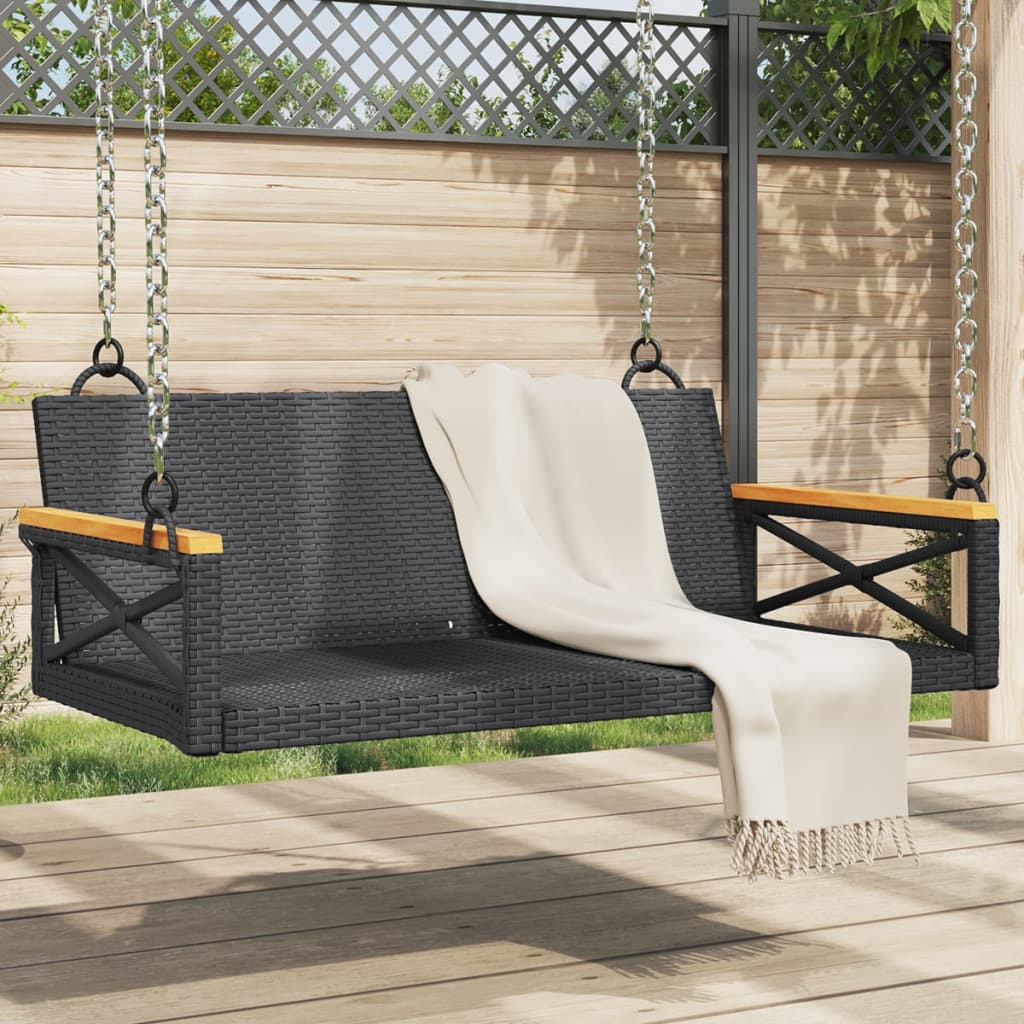 Vidaxl Huśtawka Ławka, Czarna, 109X62X40 Cm, Polirattan
