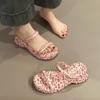 Gentle thick-soled wedge cool slippers women's new summer one-word drag sweet and elegant sandals