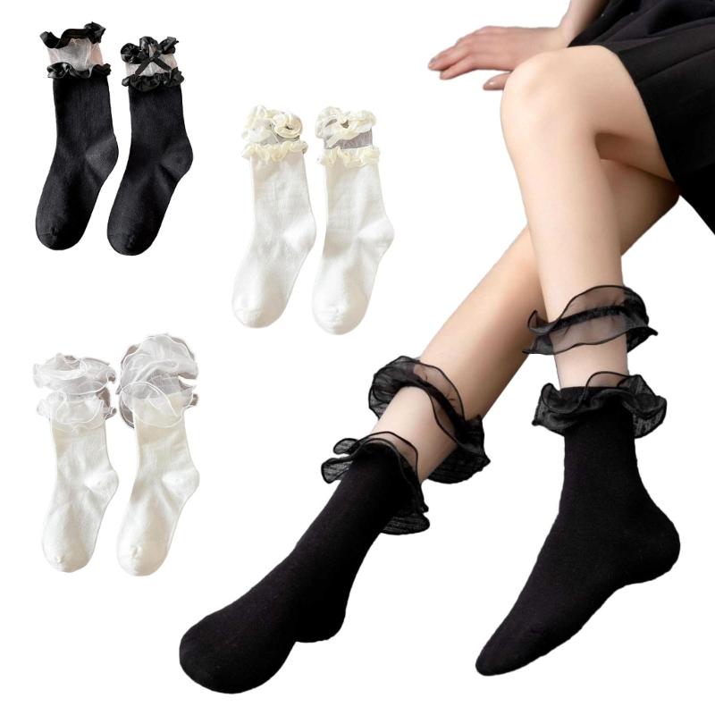1 Pair Lace Ruffle Style Socks Cute Socks Girls Breathable Cotton Cute Lolitas Socks Sexy Womens Summer Short Thin Socks