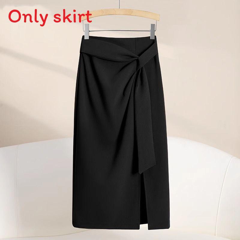 High Waist Slimming Asymmetrical Skirt With Slit For Office And Casual Wear