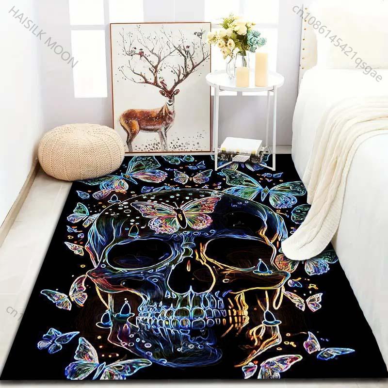 Fantasy Butterflies and Skulls Print for Carpet Living Room Bedroom Bedside Floor Mat Home Decor Sofa Room Area Rug