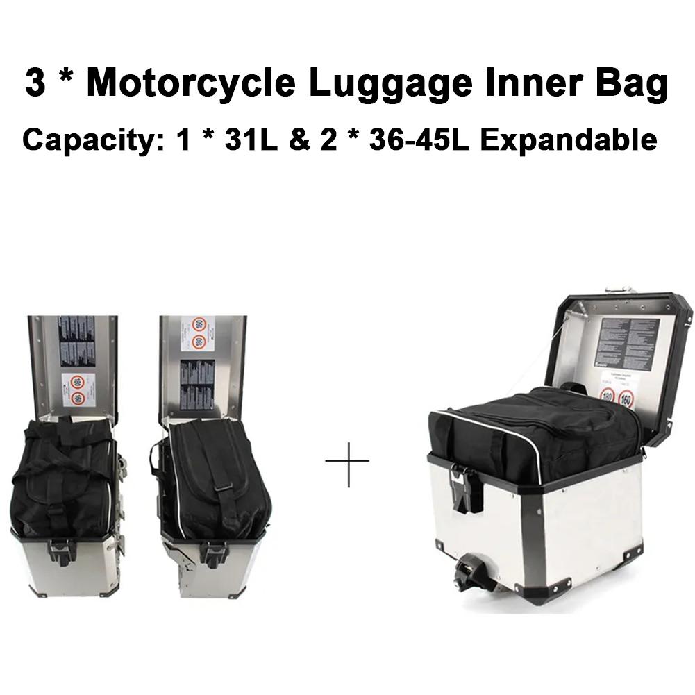 3 Piece Motorcycle Luggage Inner Bag Expandable Side Case Pannier Saddlebag Waterproof Shoulder Bag Compatible with