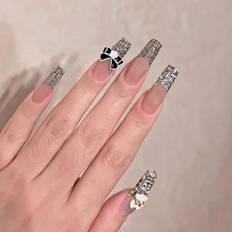24Pcs Gradient Long Ballet Press On Nails With Glue Full Cover Acrylic False Nails Artificial Manicure Tips