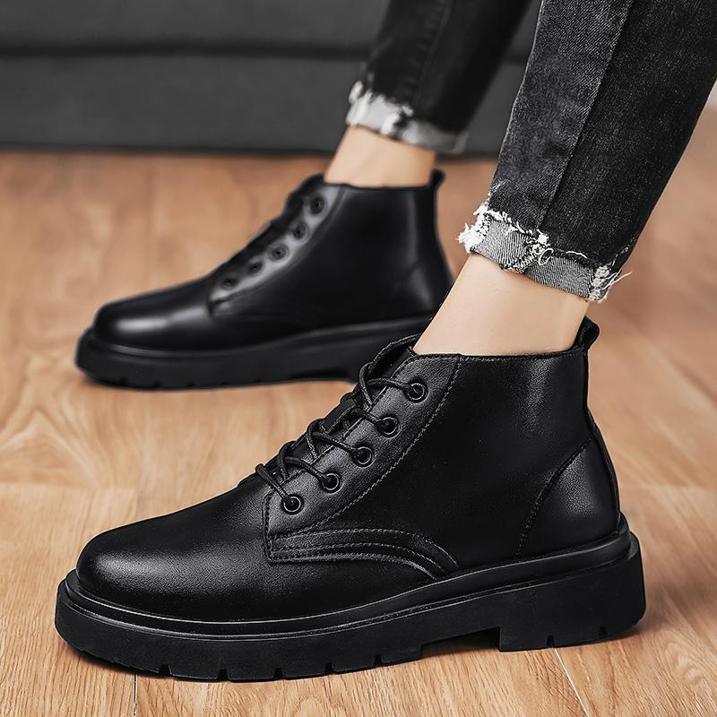 Fashion Men's Casual Shoes Classic Business Leather Shoes for Men Fashion Handcrafted Men's Dress Shoes Comfortable Flats High Top Boots